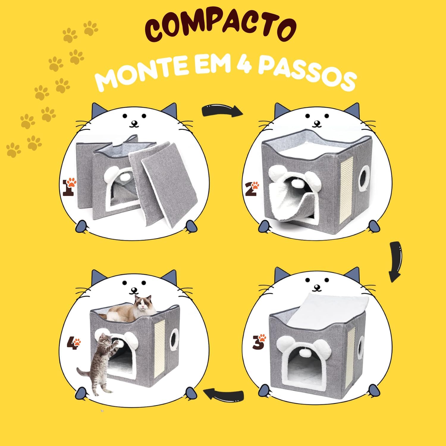 Casinha Cama para Gato Vertical Brinquedo Tapete Fácil Limpar Dobrável Portátil Compacto - Image 7