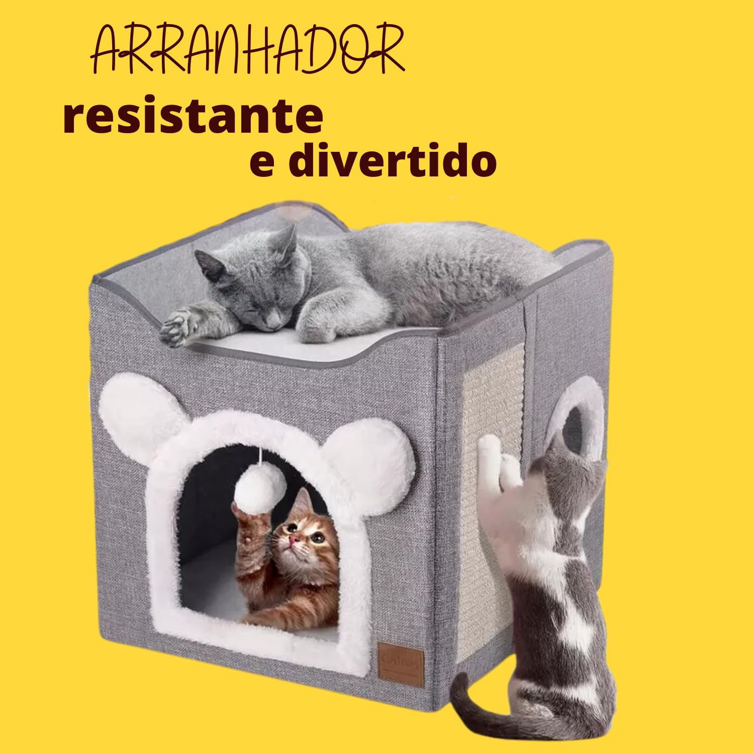 Casinha Cama para Gato Vertical Brinquedo Tapete Fácil Limpar Dobrável Portátil Compacto - Image 4